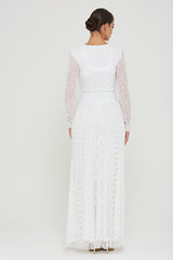 Priscilla White Embellished Maxi Dress