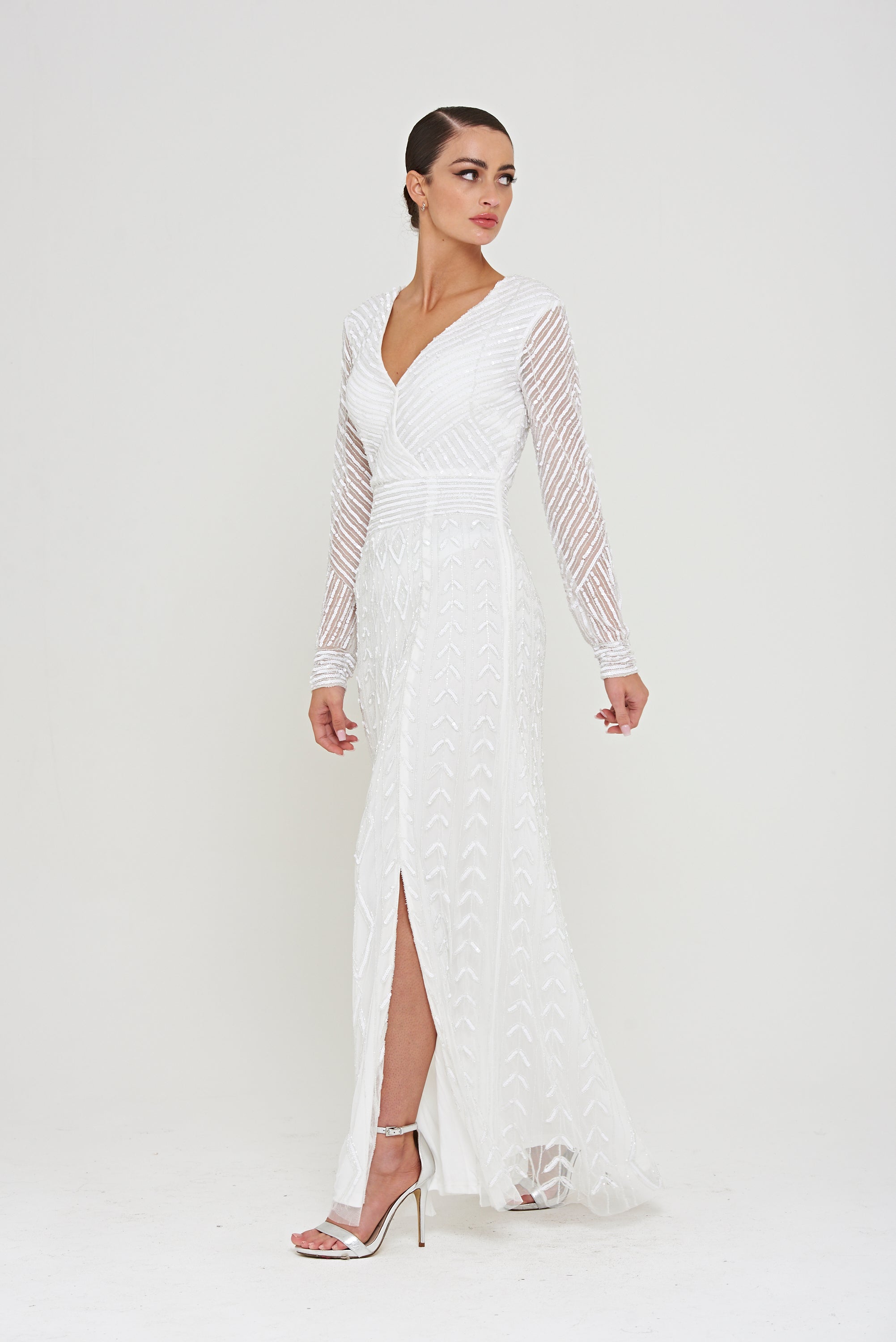 Priscilla White Embellished Maxi Dress