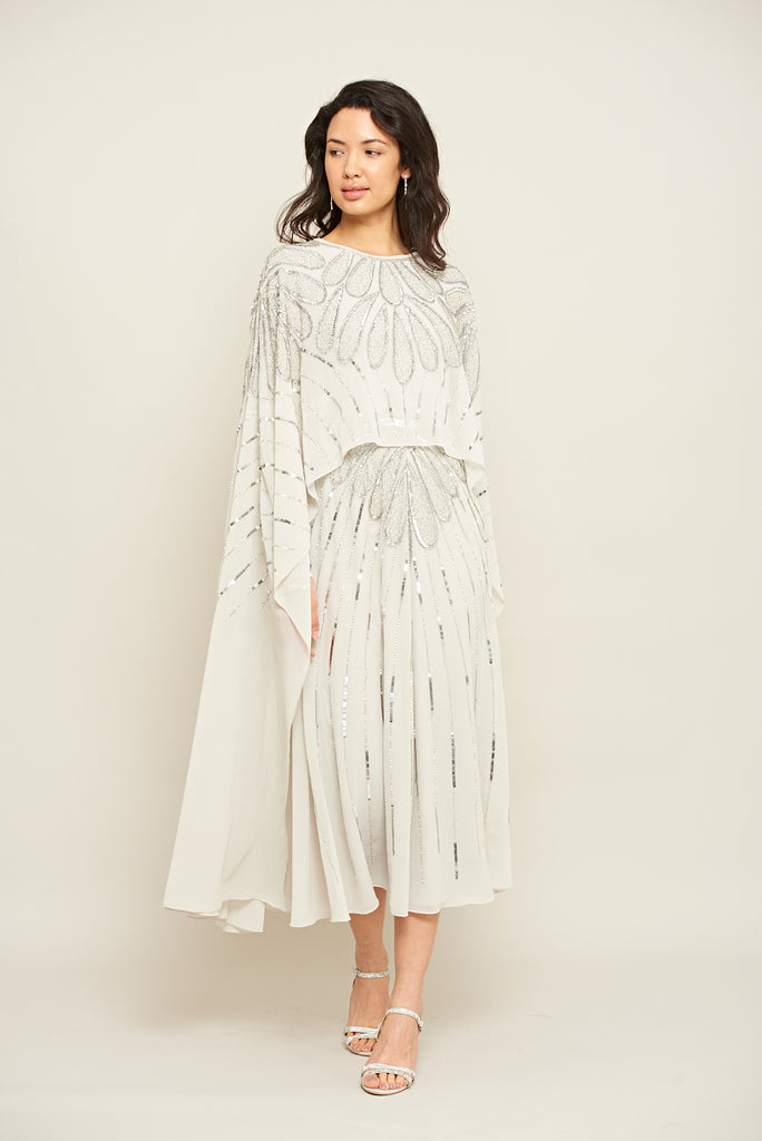 Rigel Embellished Dress with Cape