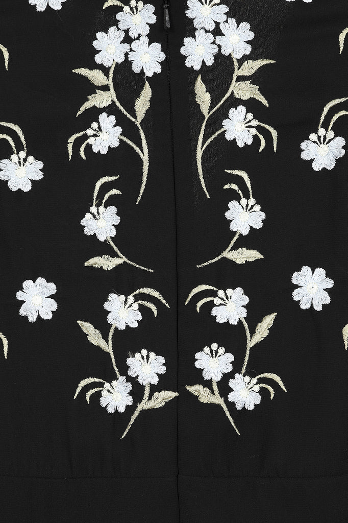 Senna Black Floral Midi Dress