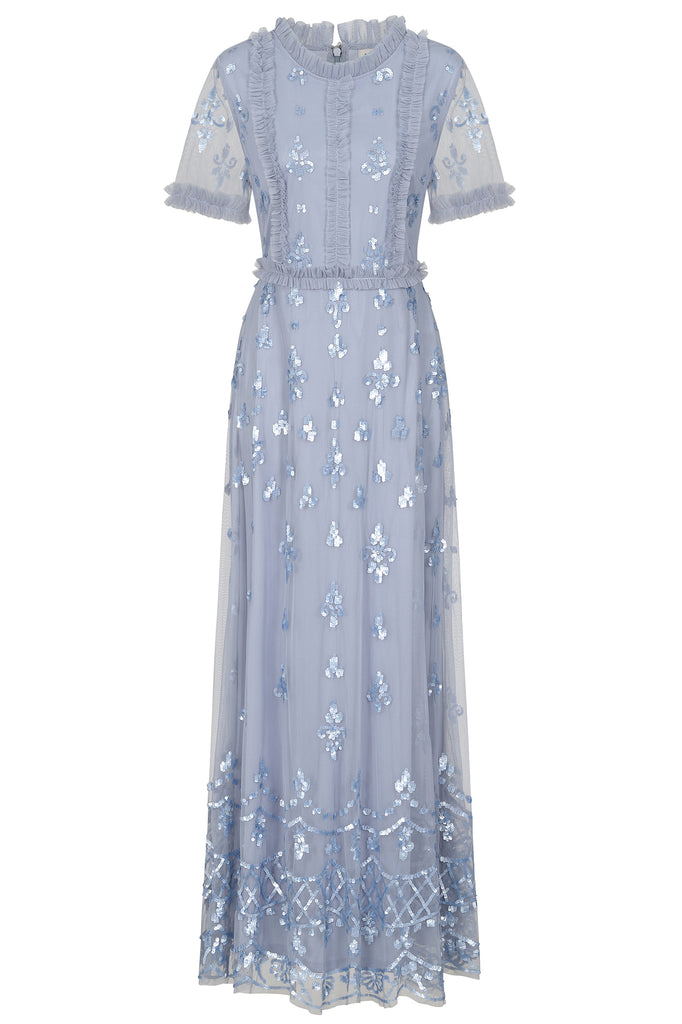 Shirley Sequin Maxi Dress in Blue