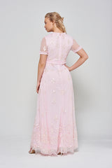 Shirley Sequin Maxi Dress in Blush Pink