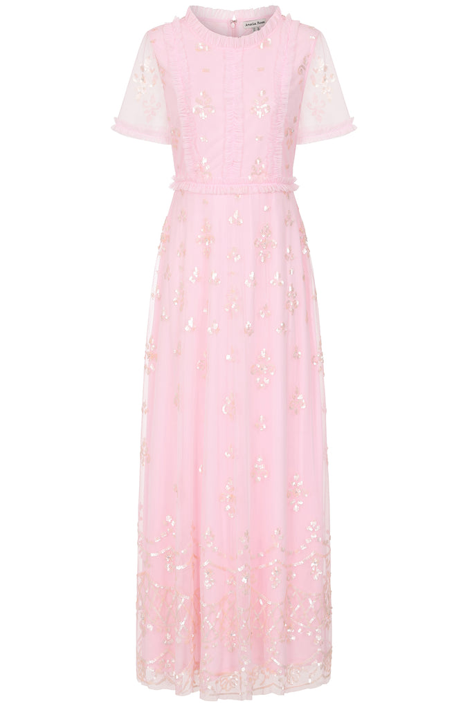 Shirley Sequin Maxi Dress in Blush Pink
