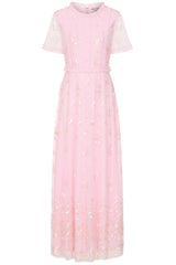 Shirley Sequin Maxi Dress in Blush Pink