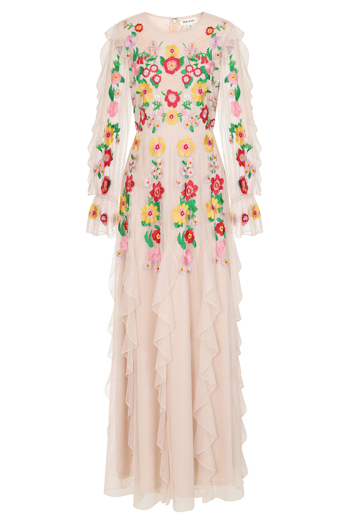 Simone Floral Embroidered Maxi Dress