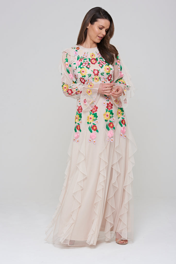 Simone Floral Embroidered Maxi Dress