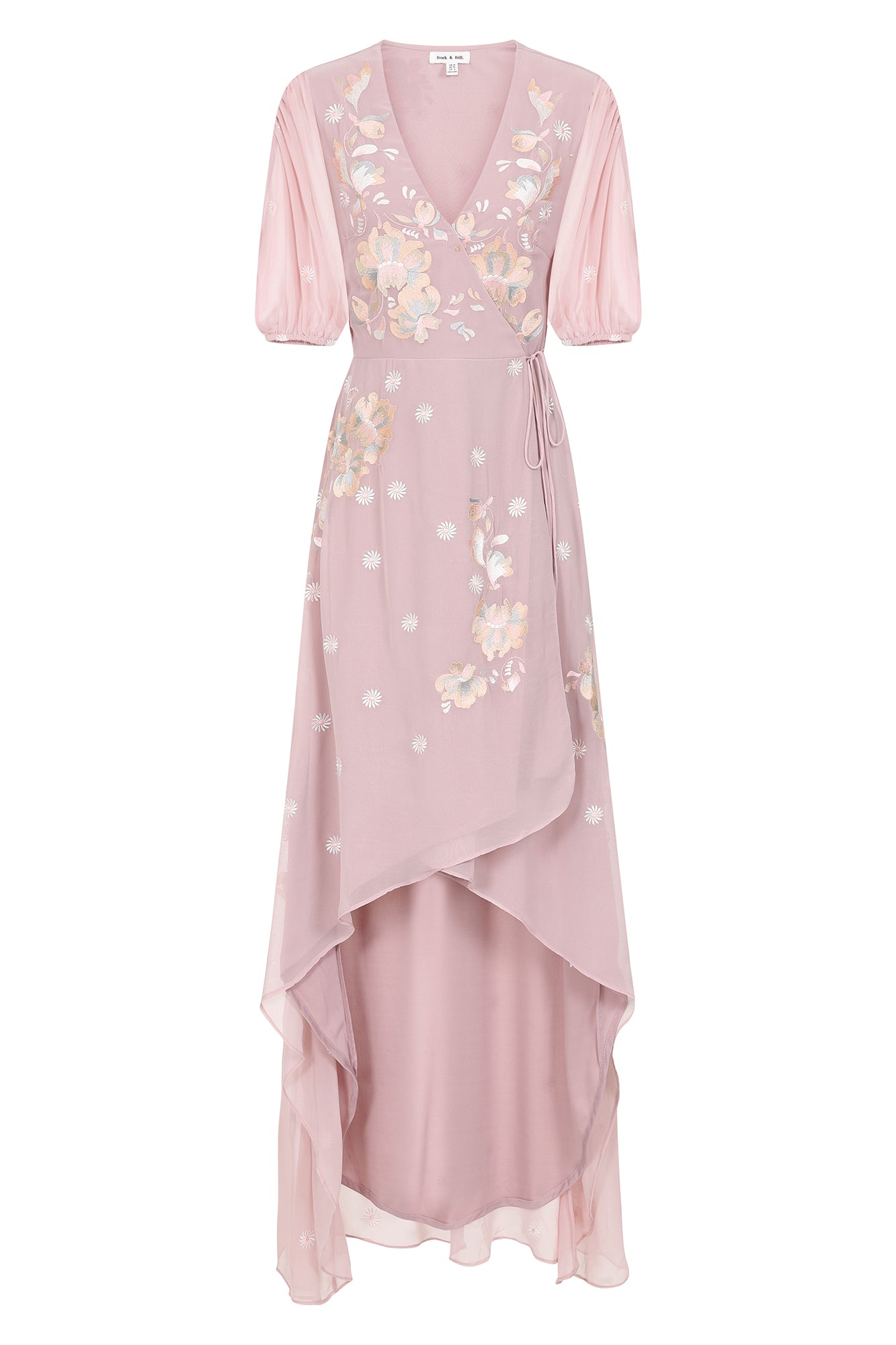 Vinca Embroidered Wrap Dress