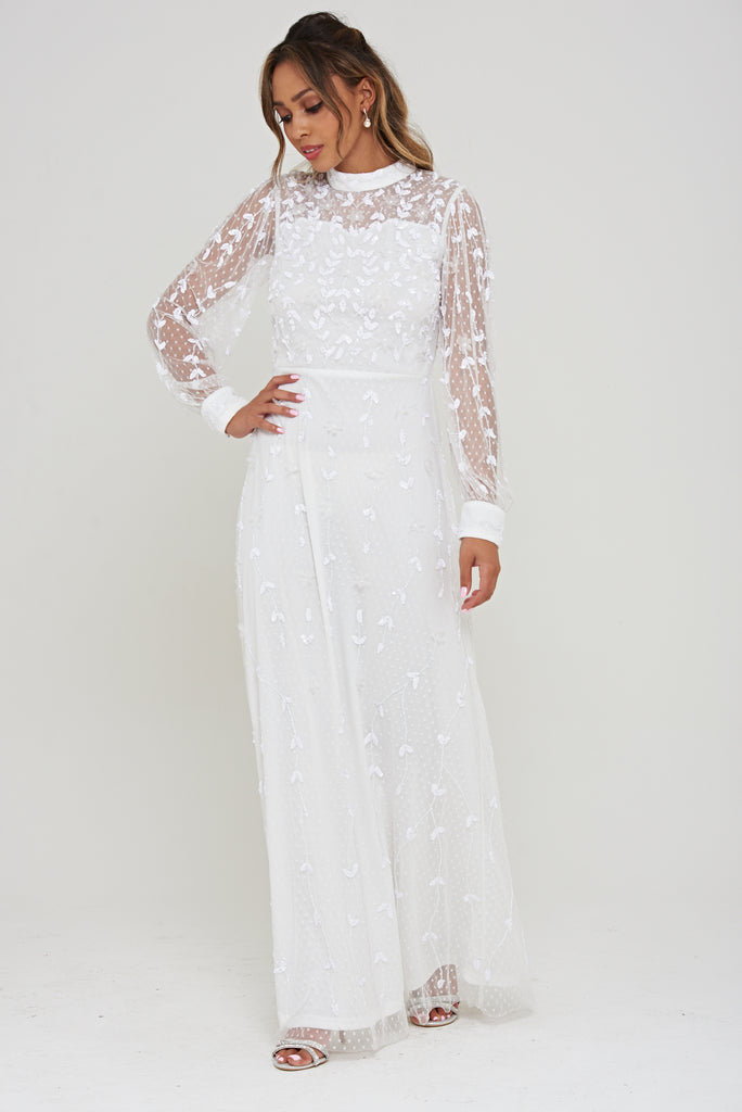 White embellished maxi dress Clearance