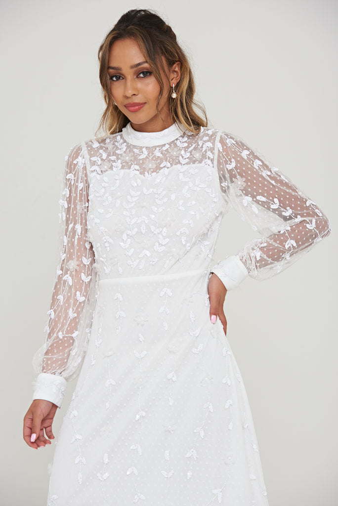 Willow Embellished Maxi Dress in White