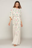 Zinnia Floral Embroidered Maxi Dress with Batwing Sleeves