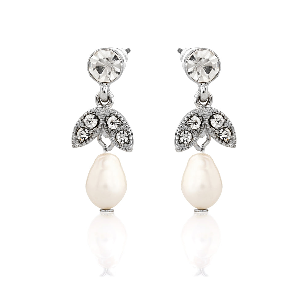 Lula Short Pearl Drop Crystal Earrings